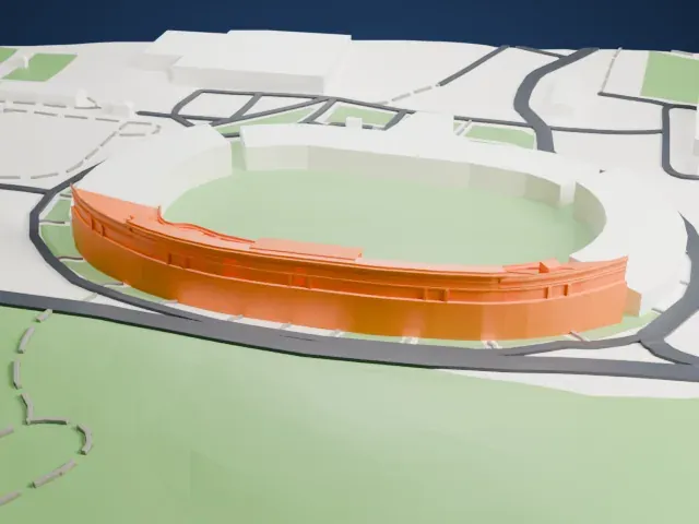 Koševo City Stadium model, West view
