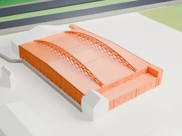 Krakow Czyzyny aircraft hangar model, East view