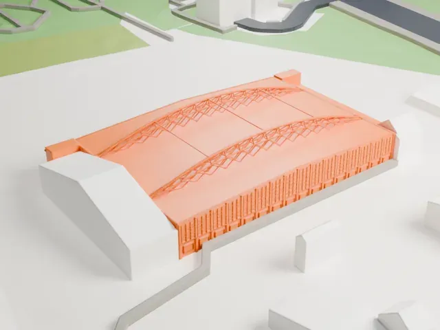 Krakow Czyzyny aircraft hangar model, South view