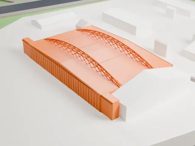 Krakow Czyzyny aircraft hangar model, West view