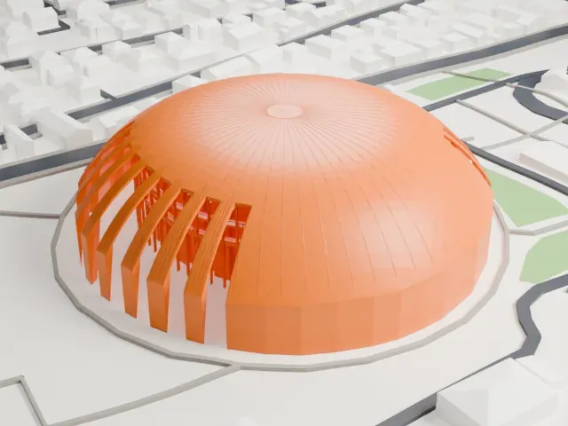 Krešimir Ćosić Hall model, North view
