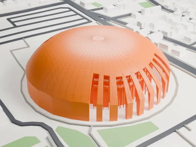 Krešimir Ćosić Hall model, West view