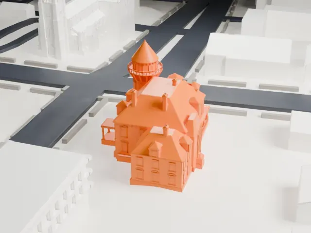 Krueger Mansion model, West view