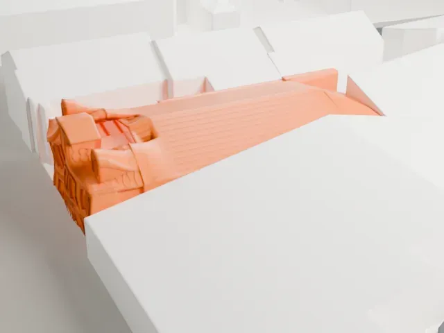 Krzywy Domek model, East view