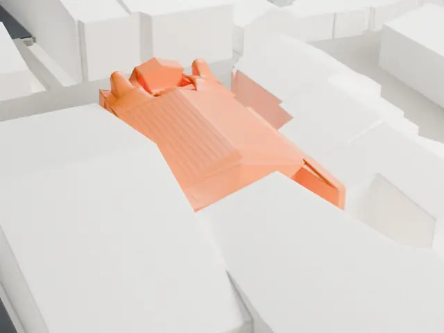 Krzywy Domek model, North view