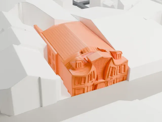 Krzywy Domek model, South view