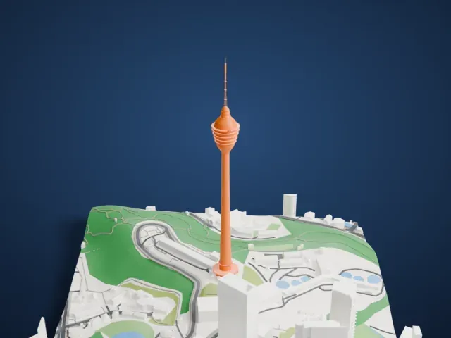 Kuala Lumpur Tower model, East view
