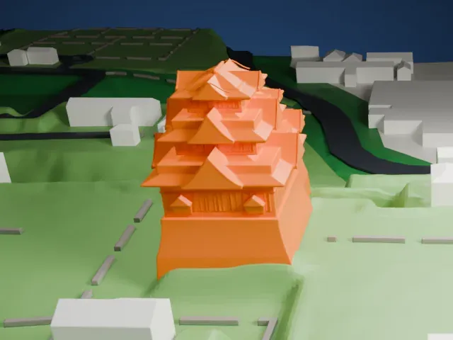 Kumamoto Castle model, South view