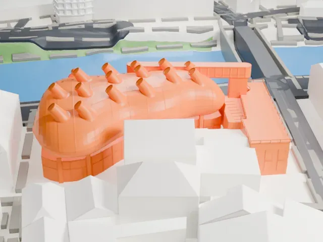 Kunsthaus Graz model, West view