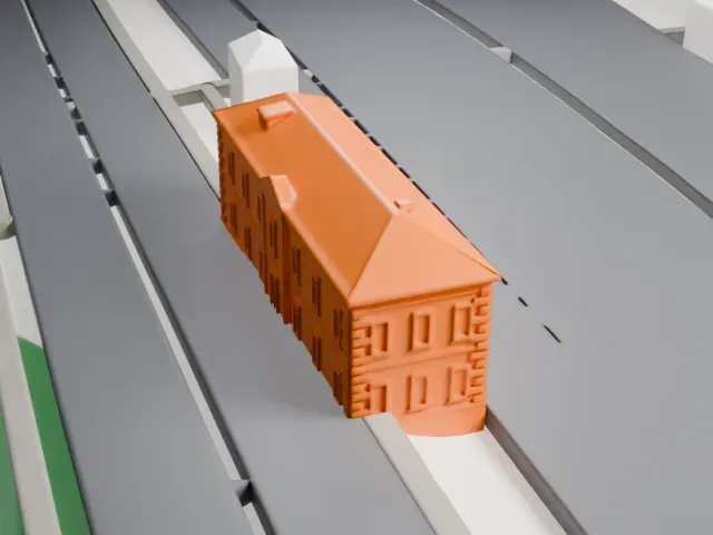 Kuskovo railway station model, East view