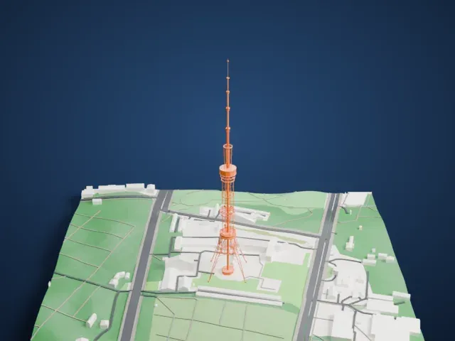 Kyiv TV Tower model, East view