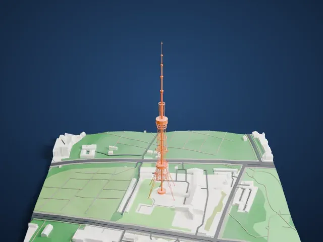 Kyiv TV Tower model, North view