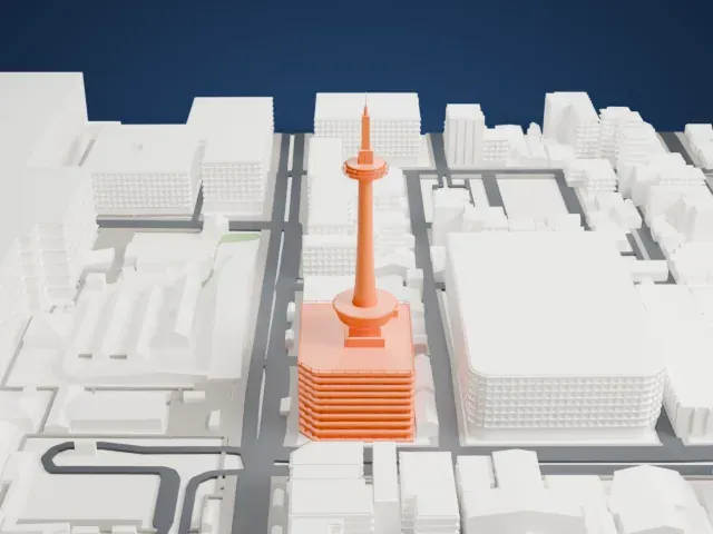 Kyoto Tower model, East view