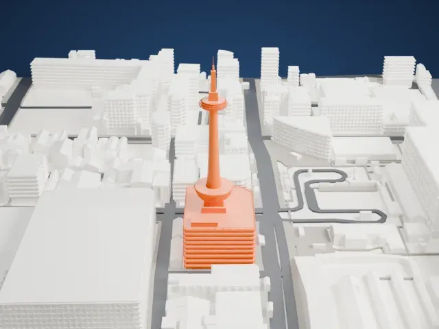 Kyoto Tower model, West view