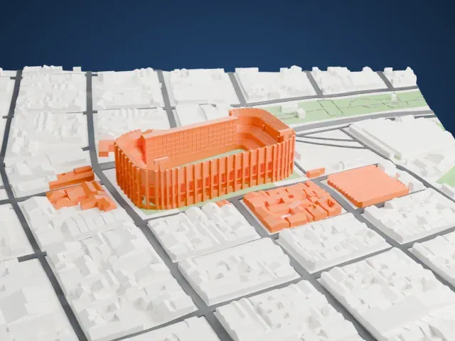 La Bombonera model, East view