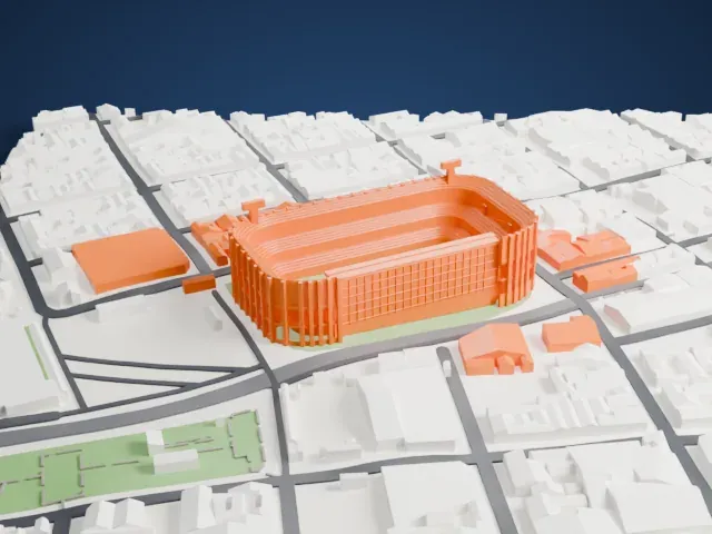 La Bombonera model, West view