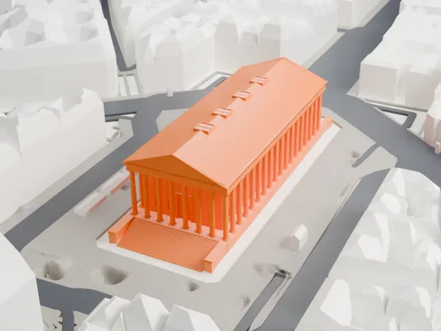 La Madeleine Church model, North view