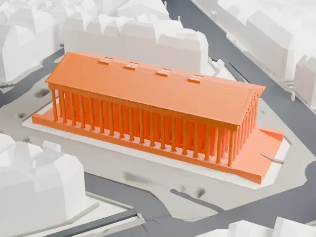 La Madeleine Church model, West view