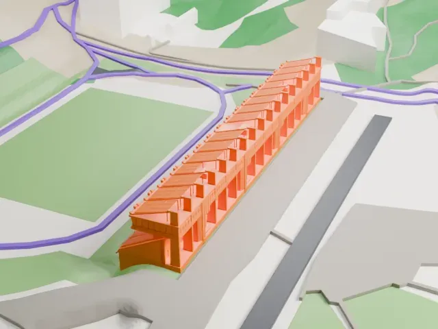 Lahti Stadium model, East view