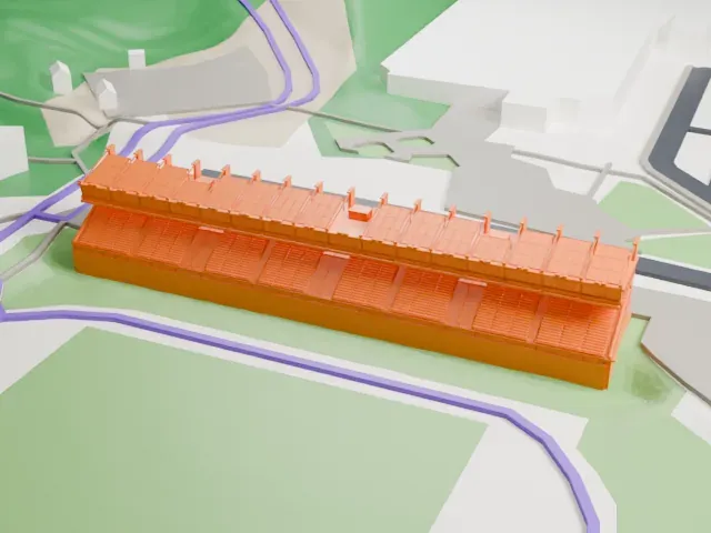 Lahti Stadium model, South view