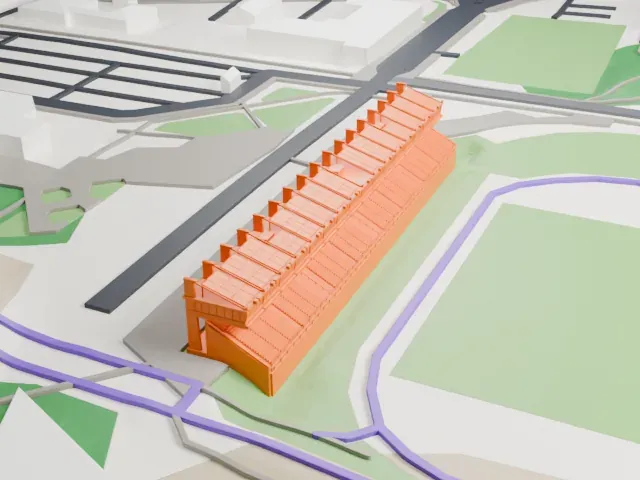 Lahti Stadium model, West view