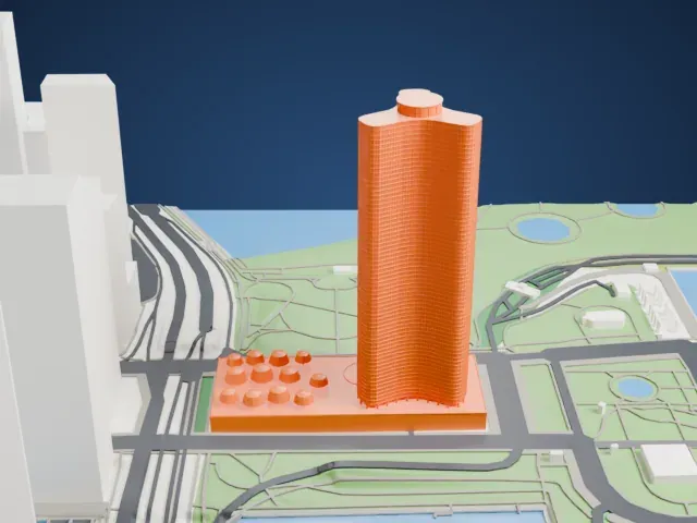 Lake Point Tower model, South view