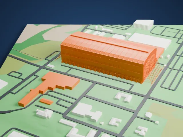 Lakehurst Hangar No. 1 model, North view