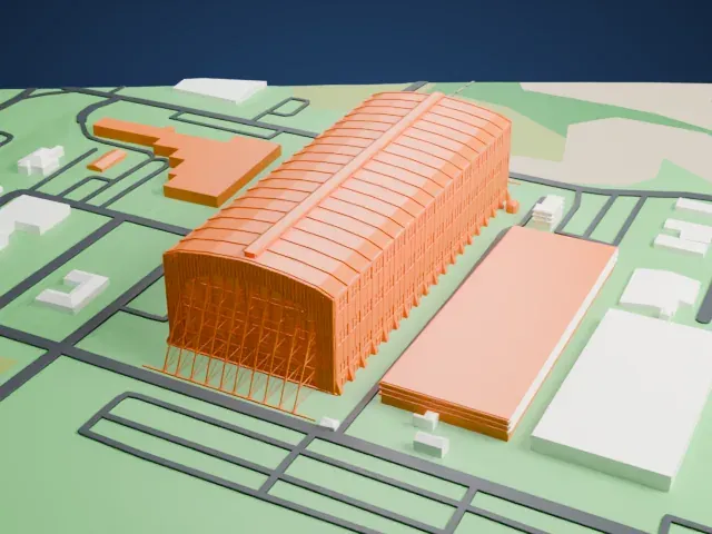 Lakehurst Hangar No. 1 model, West view