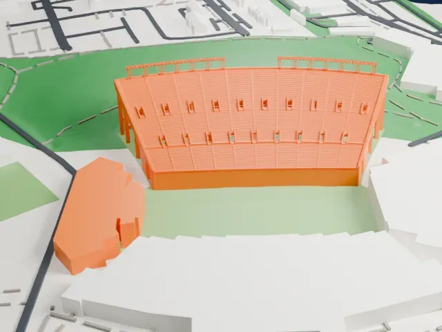 Lane Stadium model, West view