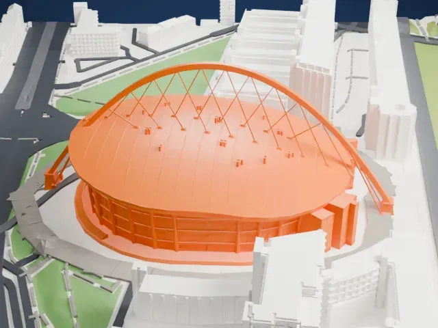 Lanxess Arena model, East view