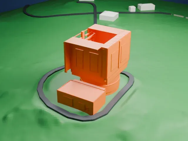 Large Binocular Telescope model, East view
