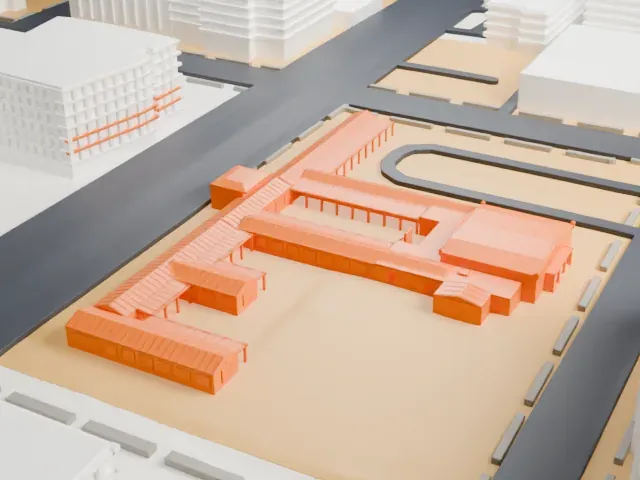Historic Fifth Street School (Las Vegas Grammar School) model, North view