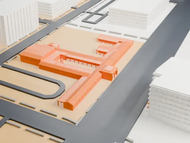 Historic Fifth Street School (Las Vegas Grammar School) model, South view