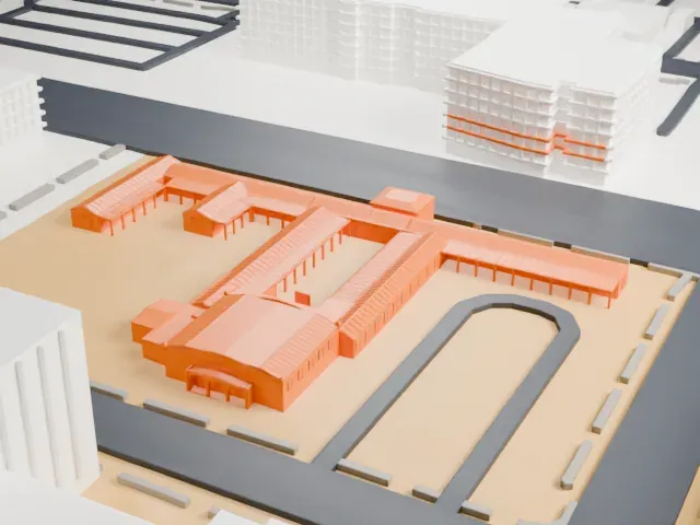Historic Fifth Street School (Las Vegas Grammar School) model, West view