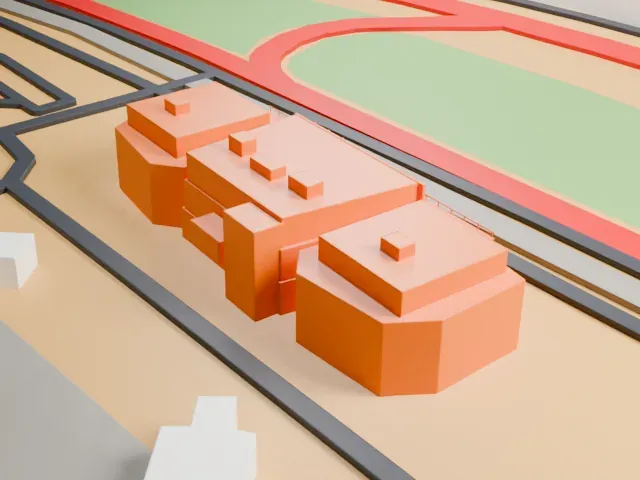 LOCALiQ Digital Center, Las Vegas Motor Speedway model, East view