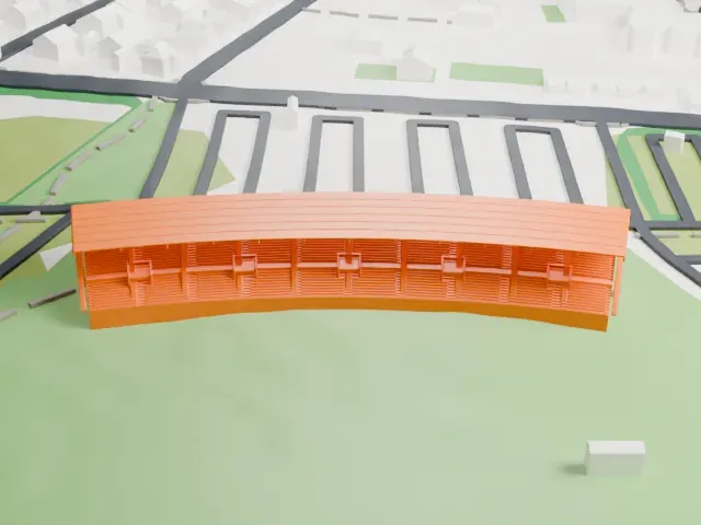 Laugardalsvöllur model, East view