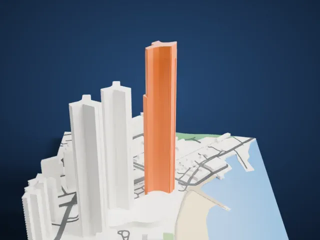 LCT The Sharp Landmark Tower model, West view