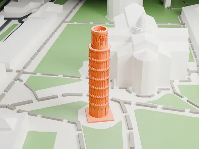 Leaning Tower of Pisa model, East view