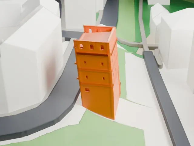 Leaning Tower of Toruń model, West view