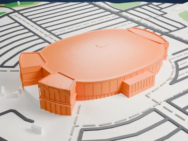 Lenovo Center model, West view