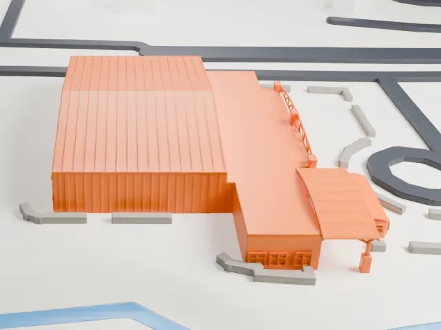 Liberty Aviation Museum Hangars model, West view