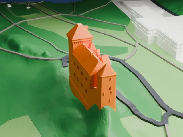 Liechtenstein Castle (Maria Enzersdorf) model, West view