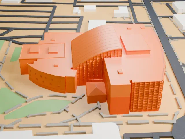 Lied Library model, East view