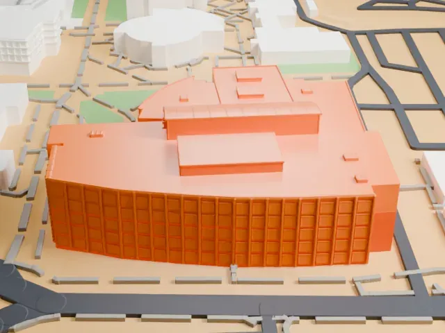 Lied Library model, North view