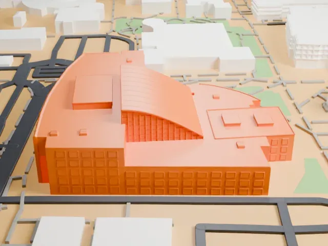 Lied Library model, West view