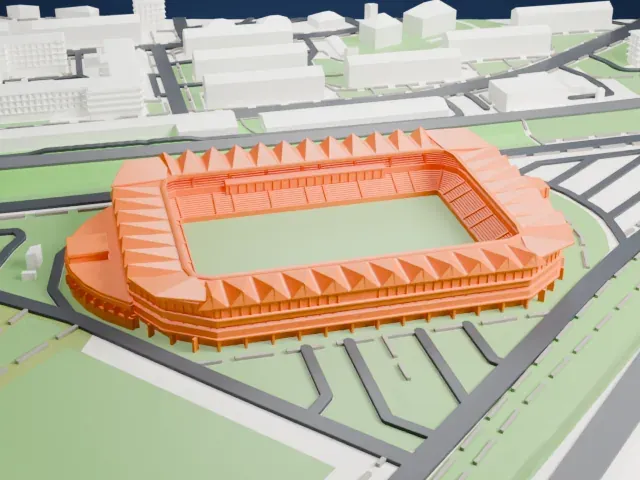 Lilleküla Stadium model, East view