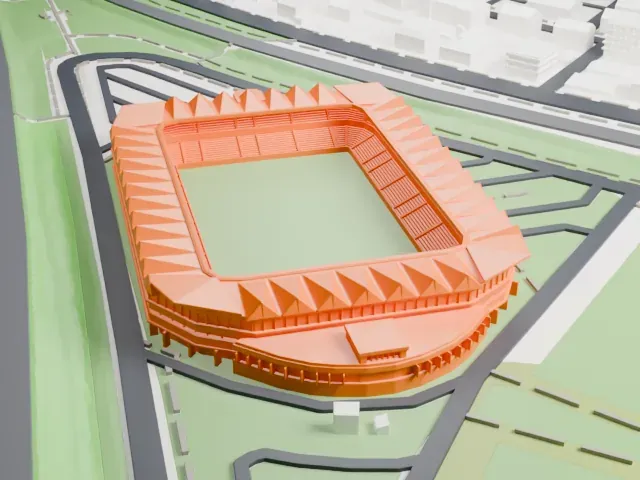 Lilleküla Stadium model, South view