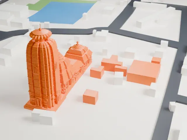 Lingaraja Temple model, West view