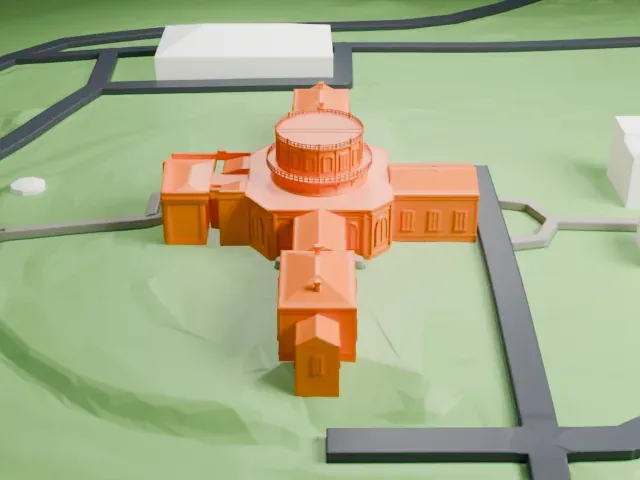 Lisbon Astronomical Observatory model, East view