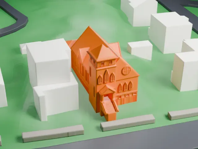 Little Bethel African Methodist Episcopal Church model, North view